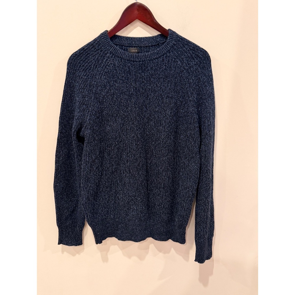 J.Crew Mens Marled Navy Blue Crewneck Raglan Knit Sweater‎ Size M